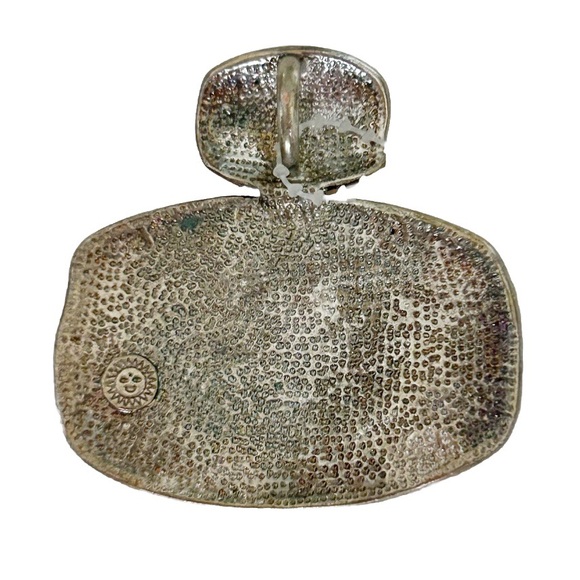 Sunny Yellow Orange and Silver Tone Statement Necklace Pendant Textured Bright - Picture 10 of 10